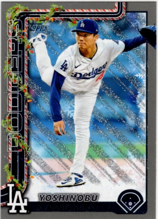 Yoshinobu Yamamoto 2025 Topps Holiday Silver Glitter Card #H159