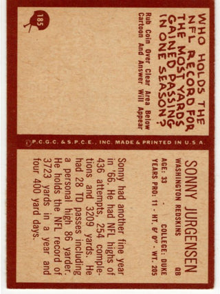 Sonny Jurgensen 1967 Philadelphia Card #185