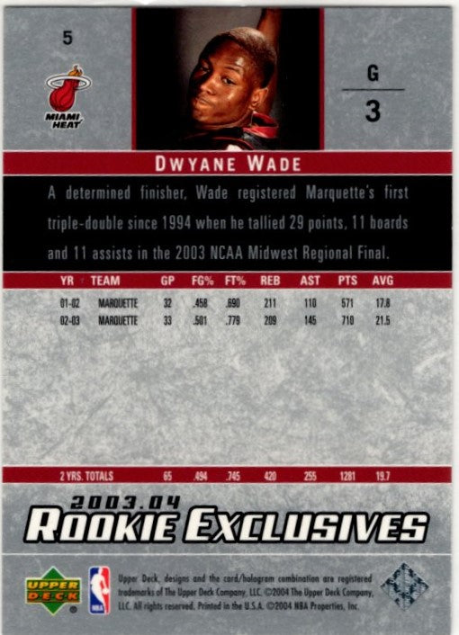 Dwyane Wade 2003-04 Upper Deck Rookie Exclusives Star Rookie Card #5