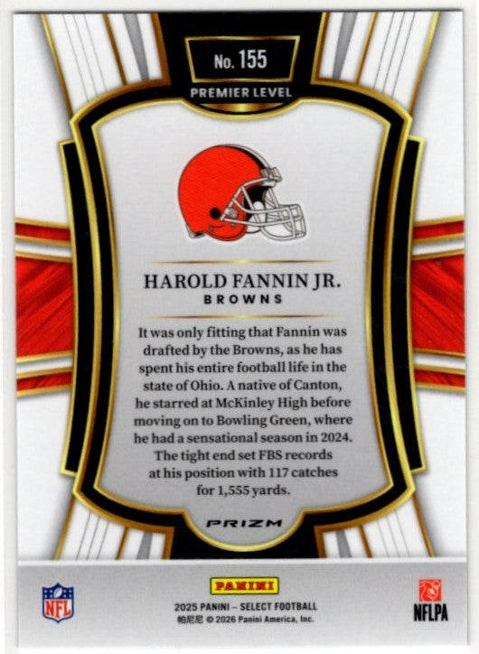 Harold Fannin Jr. 2025 Panini Select Premier Level Silver Disco Prizm Card #155
