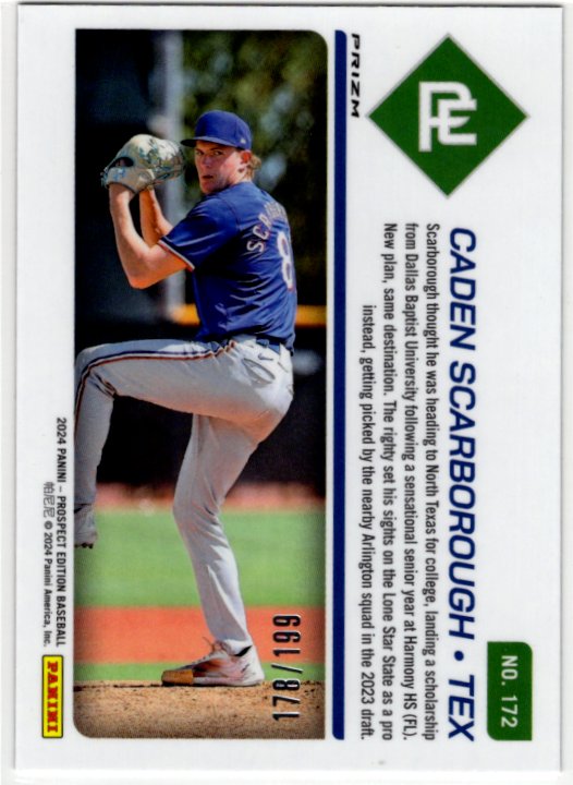 Caden Scarborough 2024 Panini Prospect Ticket Red Holo Card #172 178/199
