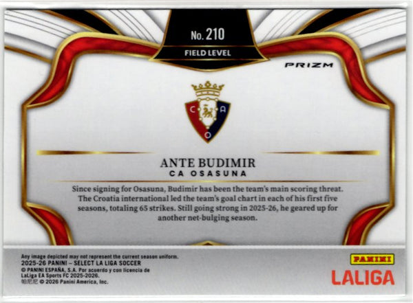 Ante Budimir 2025-26 Panini Select La Liga Field Level Green Cracked Ice Prizm Card #210