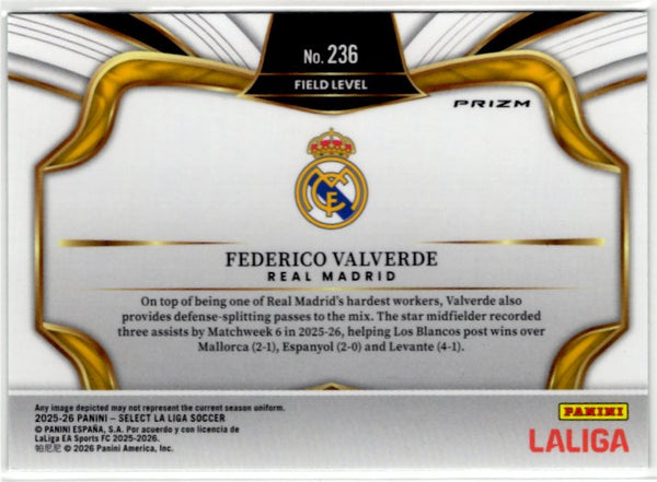Federico Valerde 2025-26 Panini Select La Liga Field Level Green Cracked Ice Prizm Card #236