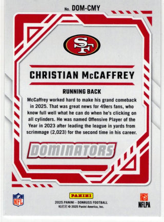 Christian McCaffrey 2025 Panini Donruss Dominators Card #DOM-CMY