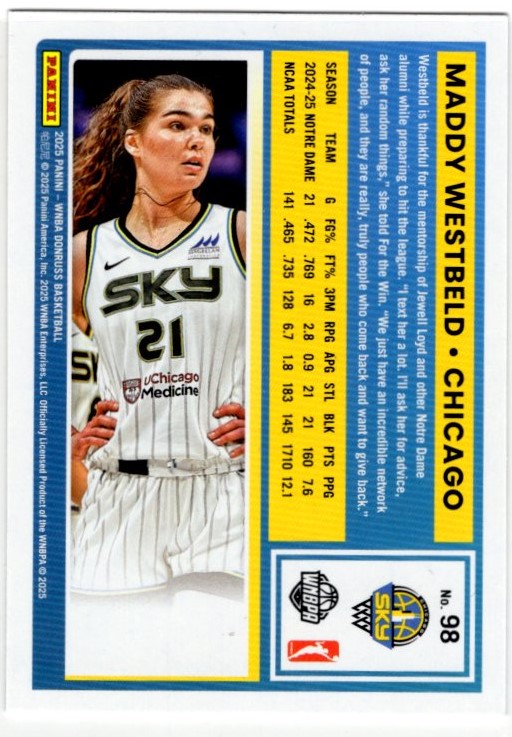 Maddy Westbeld 2025 Panini Donruss WNBA Rated Rookie Holo Card #98