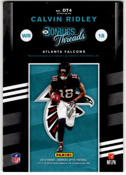 Calvin Ridley 2019 Donruss Optic Threads Silver Prizm Worn Jersey Patch Card #DT4