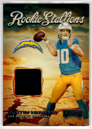 Justin Herbert 2020 Panini Playoff Rookie Stallions Jersey Card #RS-3
