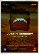Justin Herbert 2020 Panini Playoff Rookie Stallions Jersey Card #RS-3