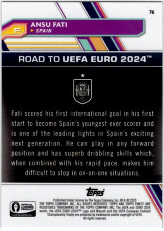 Ansu Fati 2023 Topps Finest Road to UEFA Euro Card #24