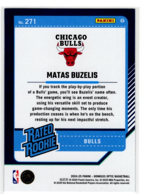 Matas Buzelis 2024 Panini Donruss Optic Rated Rookie Card #271