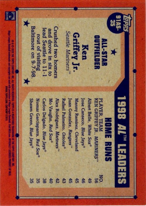 Ken Griffey Jr. 2026 Topps Series 2 All Star Insert Card # 91AS-35