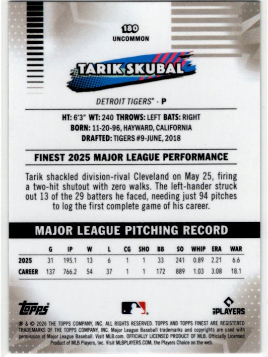 Tarik Skubal 2026 Topps Finest Uncommon Mini-Diamond Card #180
