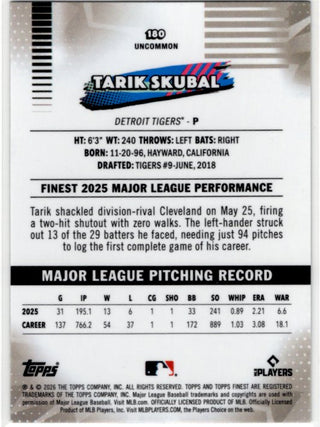 Tarik Skubal 2026 Topps Finest Uncommon Mini-Diamond Card #180