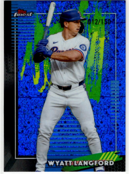 Wyatt Langford 2026 Topps Finest Common Blue Refractor Card #67 012/150