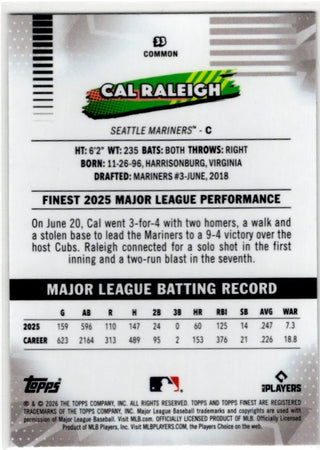 Cal Raleigh 2026 Topps Finest Common X-Fractor Card #33