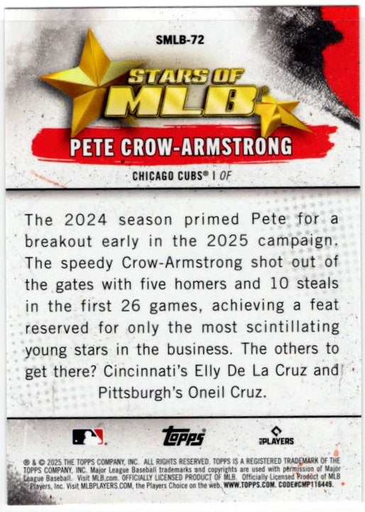 Pete Crow-Armstrong 2025 Topps Stars of MLB Card #SMLB-72