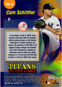 Cam Schlittler 2026 Topps Series 2 Insert RC Card #TOG-34