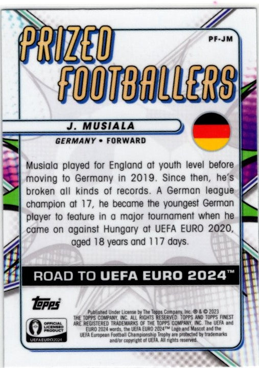 Jamal Musiala 2023-24 Topps Finest Prizeo Footballers Road to UEFA Card #PF-JM