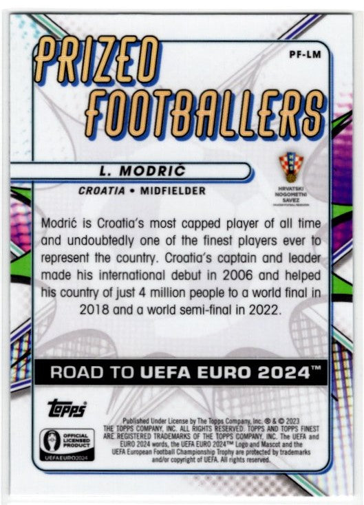 Luka Modric 2024 Topps Finest Prizeo Footballers Road to UEFA Card #PF-LM