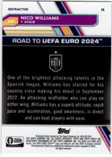 Nico Williams 2023 Topps Finest Road to UEFA Silver Refractor Card #75