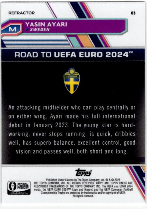 Yasin Ayari 2023 Topps Finest Road to UEFA Silver Refractor Card #83