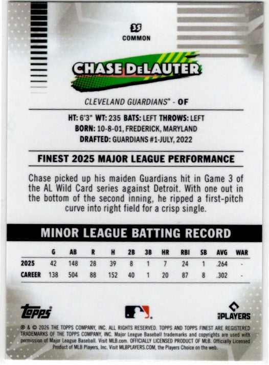 Chase DeLauter 2026 Topps Finest Common RC Card #35