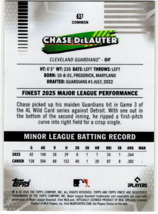 Chase DeLauter 2026 Topps Finest Common RC Card #35