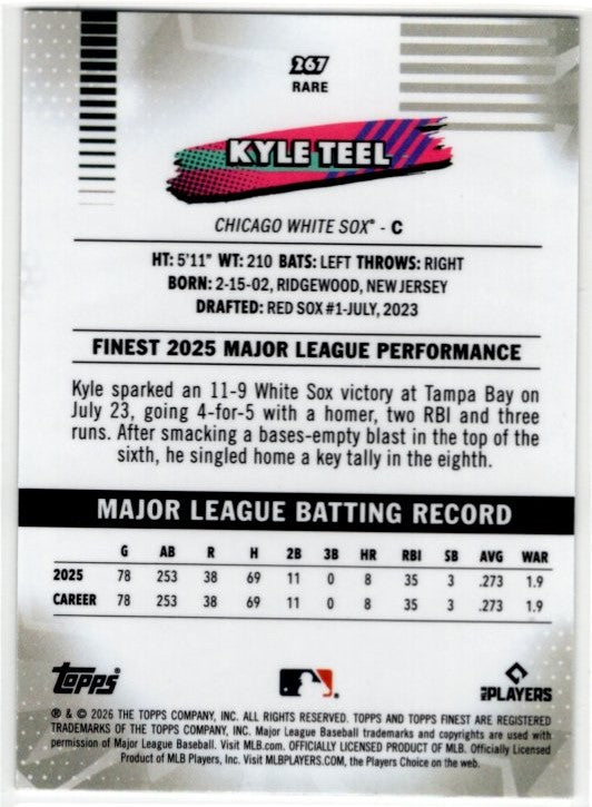 Kyle Teel 2026 Topps Finest Rare X-Fractor RC Card #267