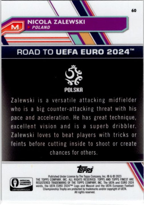 Nicola Zalewski 2022-23 Topps Finest Road to UEFA Blue Card #60 073/150