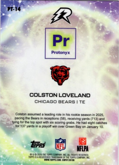 Colston Loveland 2025 Topps Resurgence Protonyx RC Card #PT-14