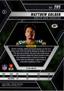 Matthew Golden 2025 Panini Mosaic Red Scope Prizm RC Card #285