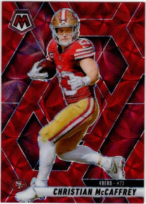 Christian McCaffery 2025 Panini Mosaic Red Scope Prizm RC Card #179