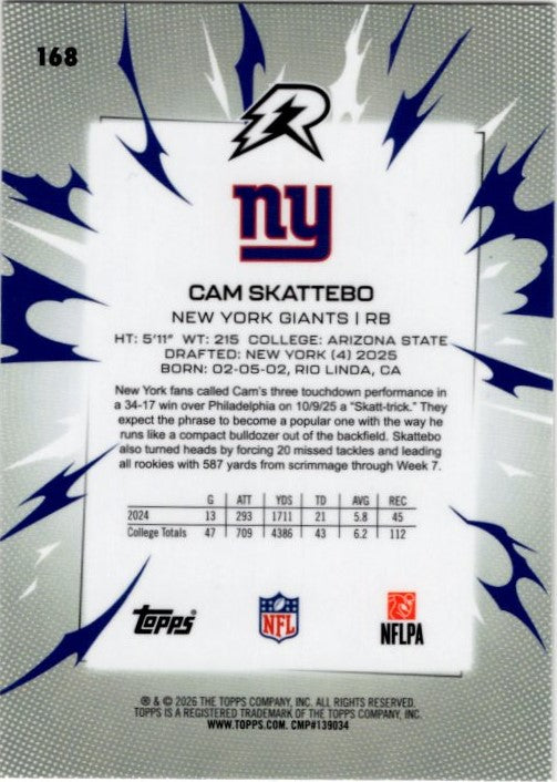 Cam Skattebo 2025 Topps Resurgence RC Card #168