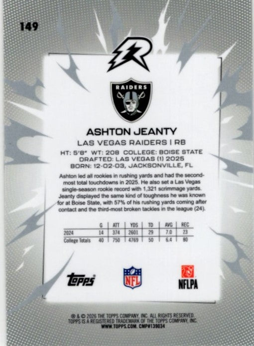 Ashton Jeanty 2025 Topps Resurgence RC Card #149