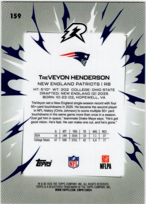 TreVeyon Henderson 2025 Topps Resurgence RC Card #159