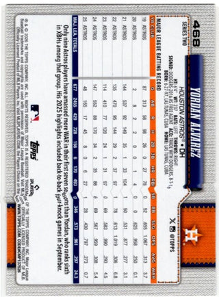 Yordan Alvarez 2024 Topps Series 2 Orange Sun Holo Foil Parallel Card #468