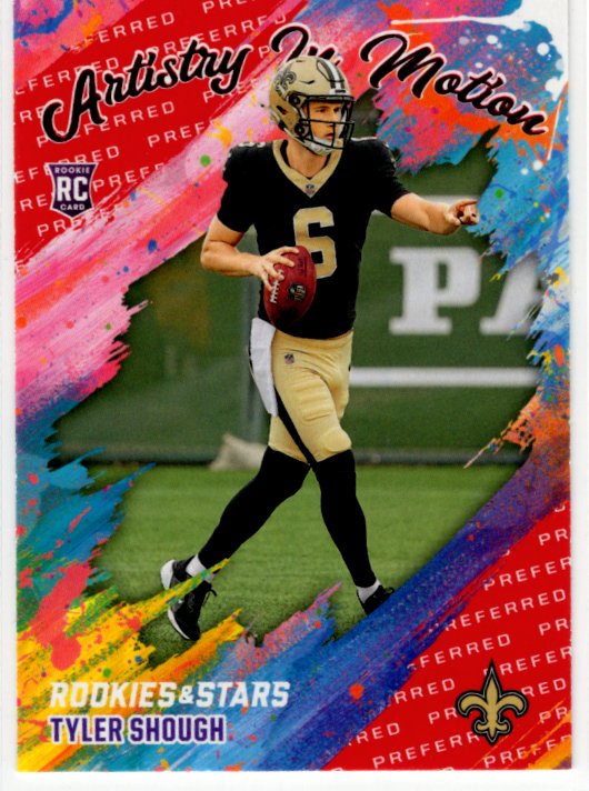 Tyler Shough 2025 Panini Rookies & Stars Artistry in Motion Red Preferred RC Card #15