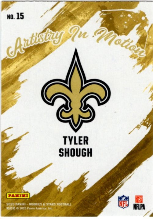 Tyler Shough 2025 Panini Rookies & Stars Artistry in Motion Red Preferred RC Card #15