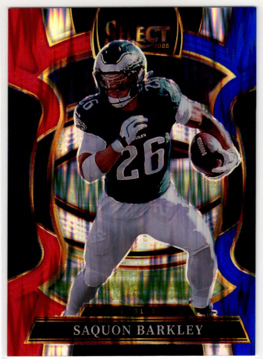 Saquon Barkley 2025 Panini Select Concourse Red and Blue Shock Prizm Card #90