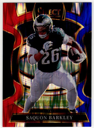 Saquon Barkley 2025 Panini Select Concourse Red and Blue Shock Prizm Card #90
