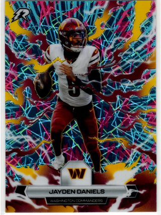 Jayden Daniels 2025 Topps Resurgence Pink and Blue Refractor Card #98