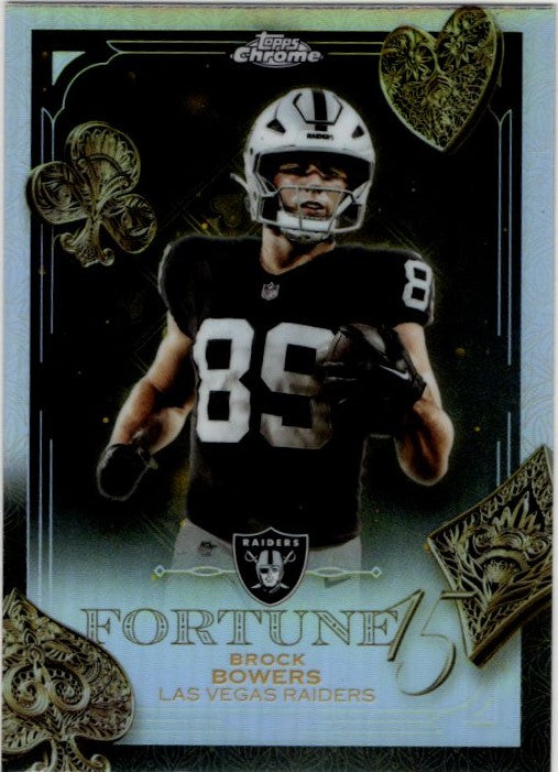 Brock Bowers 2025 Topps Chrome Fortune 15 Refractor Card F15-8