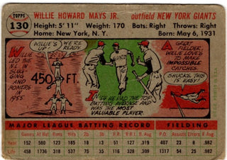 Willie Mays 1956 Topps HOF Vintage Card #130