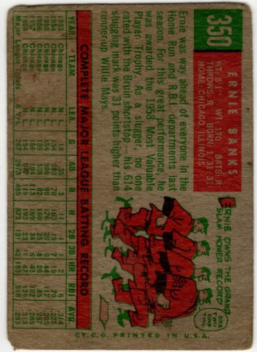 Ernie Banks 1959 Topps Card #350