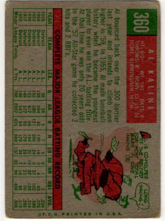Ai Kaline 1959 Topps Card #360