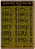 National League 1960 Batting Leaders 1961 Topps Card #41