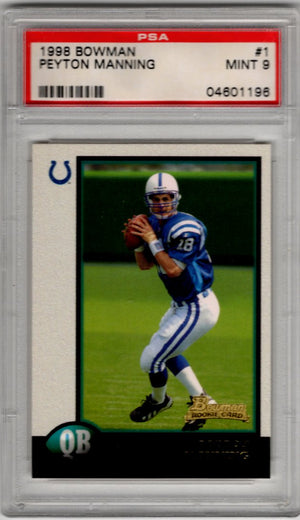 Peyton Manning 1998 Bowman RC Card #1 psa 9 Graded