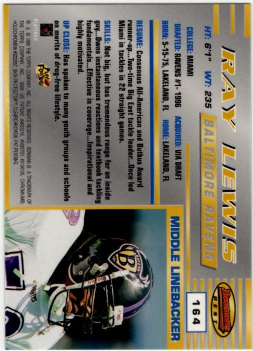 Ray Lewis 1997 Bowmans Best Rookie RC Card #164