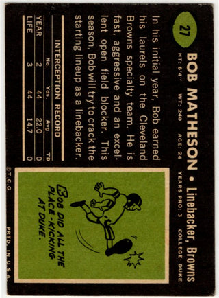Bob Matheson 1969 Topps Card #27