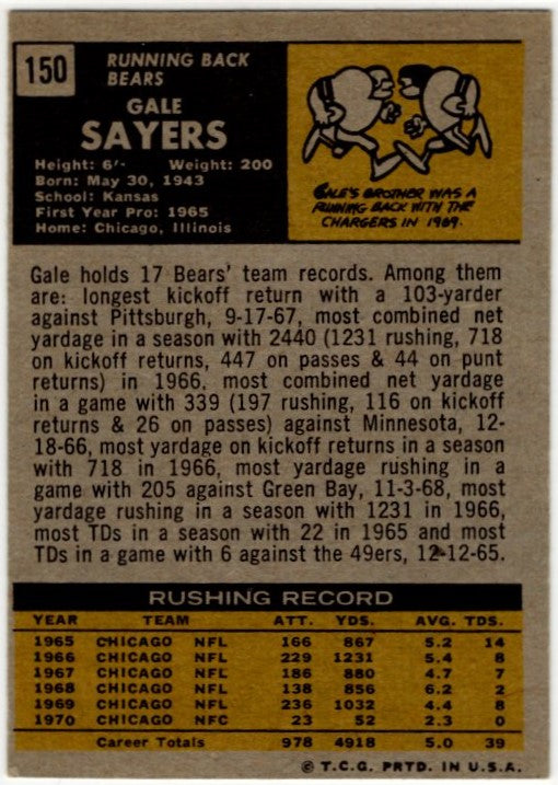 Gale Sayers 1971 Topps #150